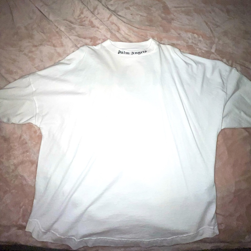 Palm Angels White Tee Black Logo size Men’s Large